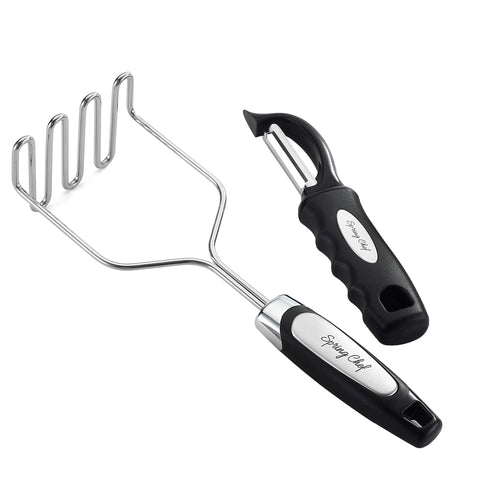 Spring Chef stainless steel potato masher for durable, everyday mashing tasks.
