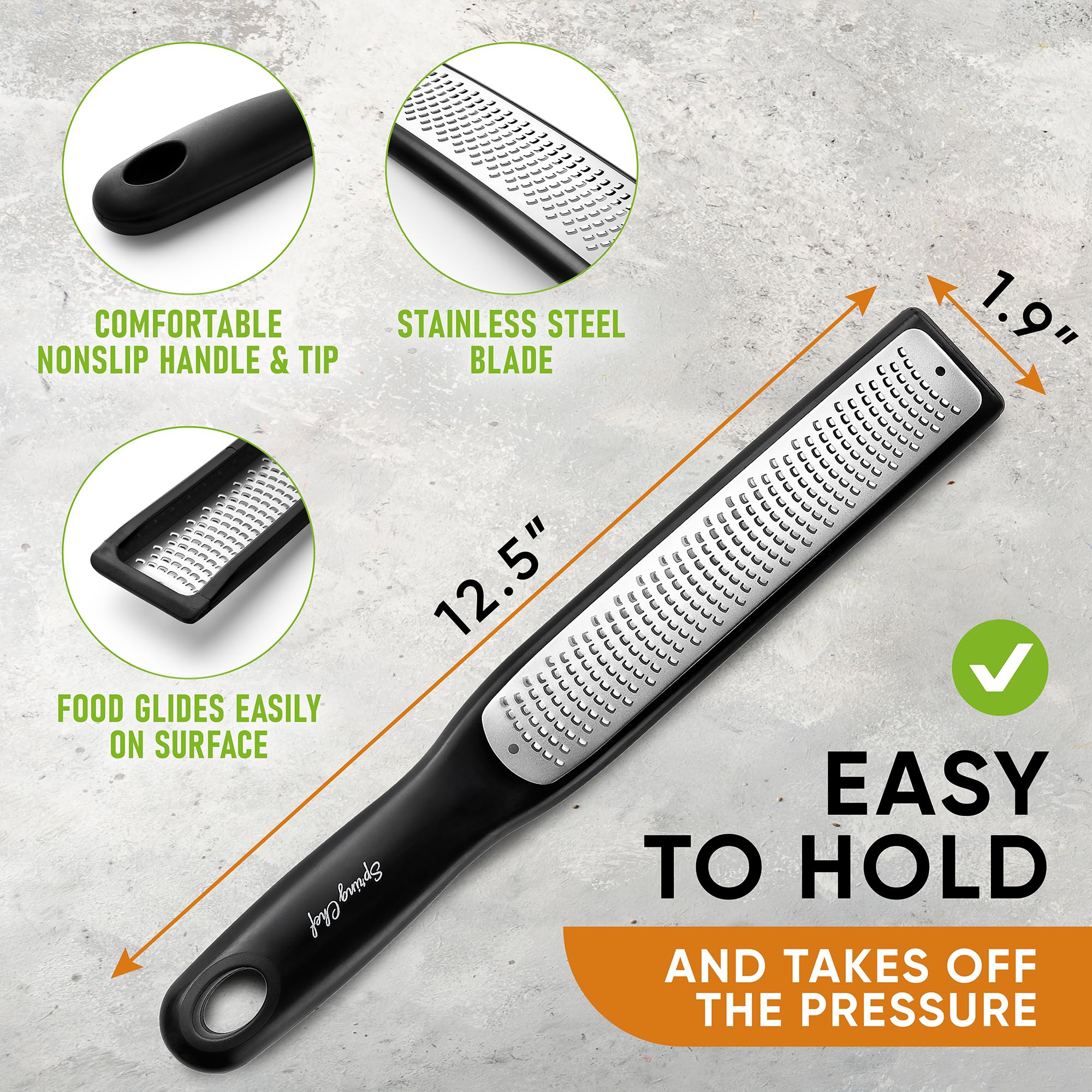 Spring Chef stainless steel zester blade closeup demonstrates durability.