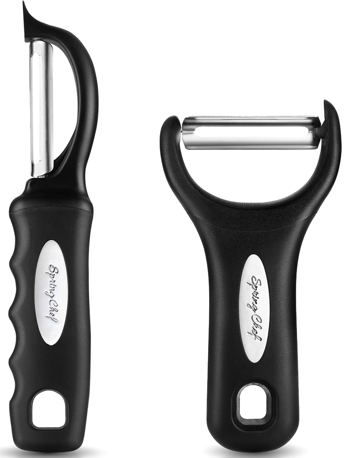 Spring Chef swivel vegetable peeler for quick, smooth peeling of produce.