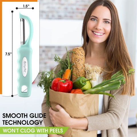 Two-pack Spring Chef peelers for convenient kitchen prep and organization.