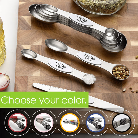 Spring Chef spoons feature clear metric and US markings.