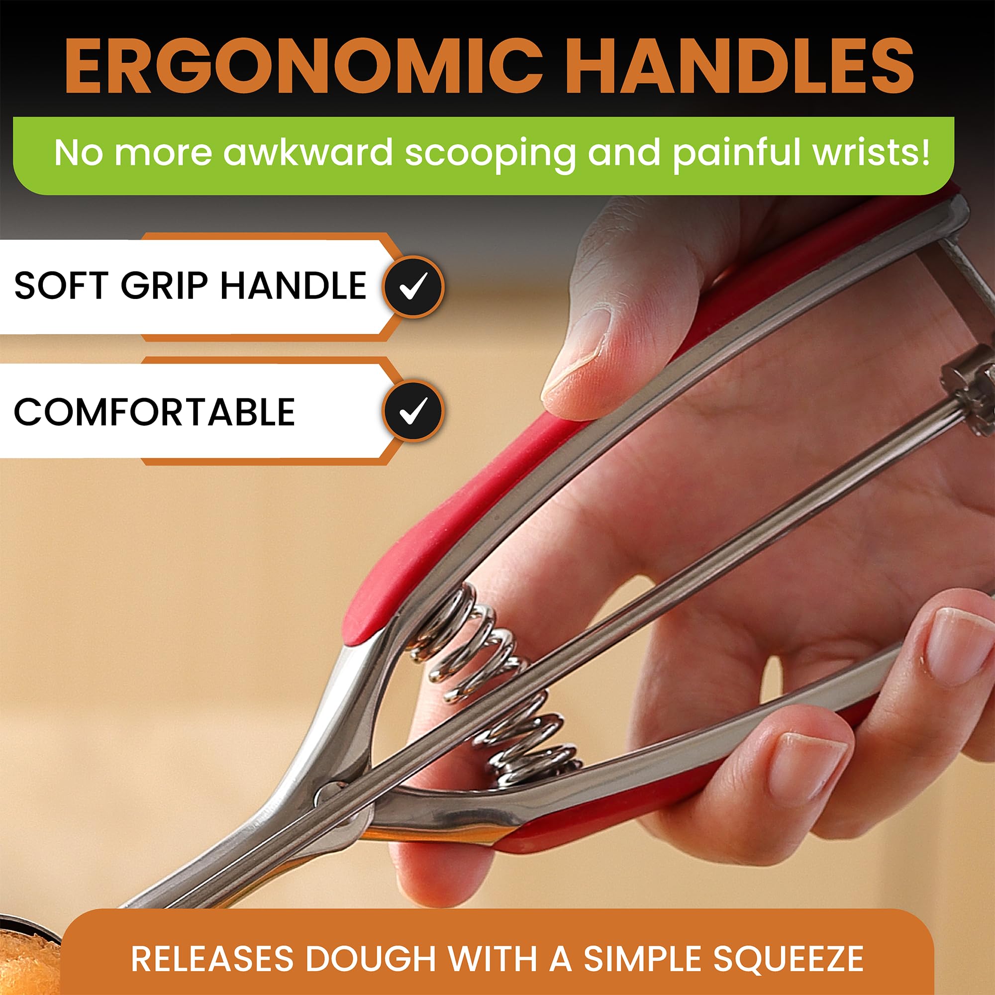 Spring Chef versatile batter scoop for cookies to meatballs