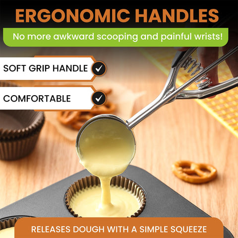 Spring Chef versatile batter scoop for cupcakes, meatballs, and more.