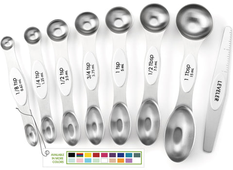 Spring Chef measuring spoons set on countertop for precise baking prep.