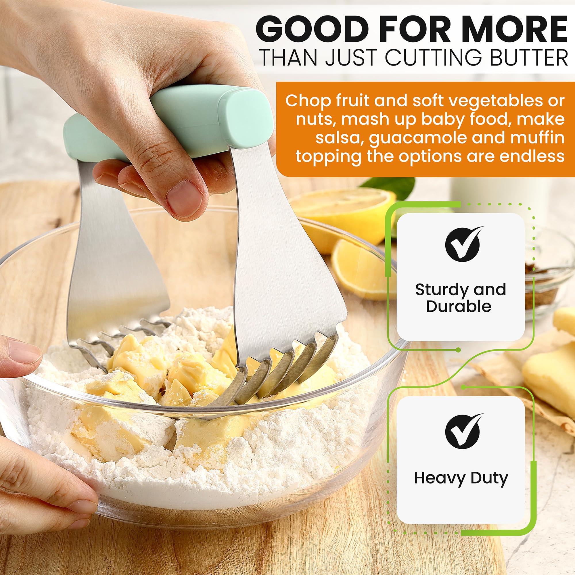 Blender beside mixing bowl showing compatibility with various dough textures.