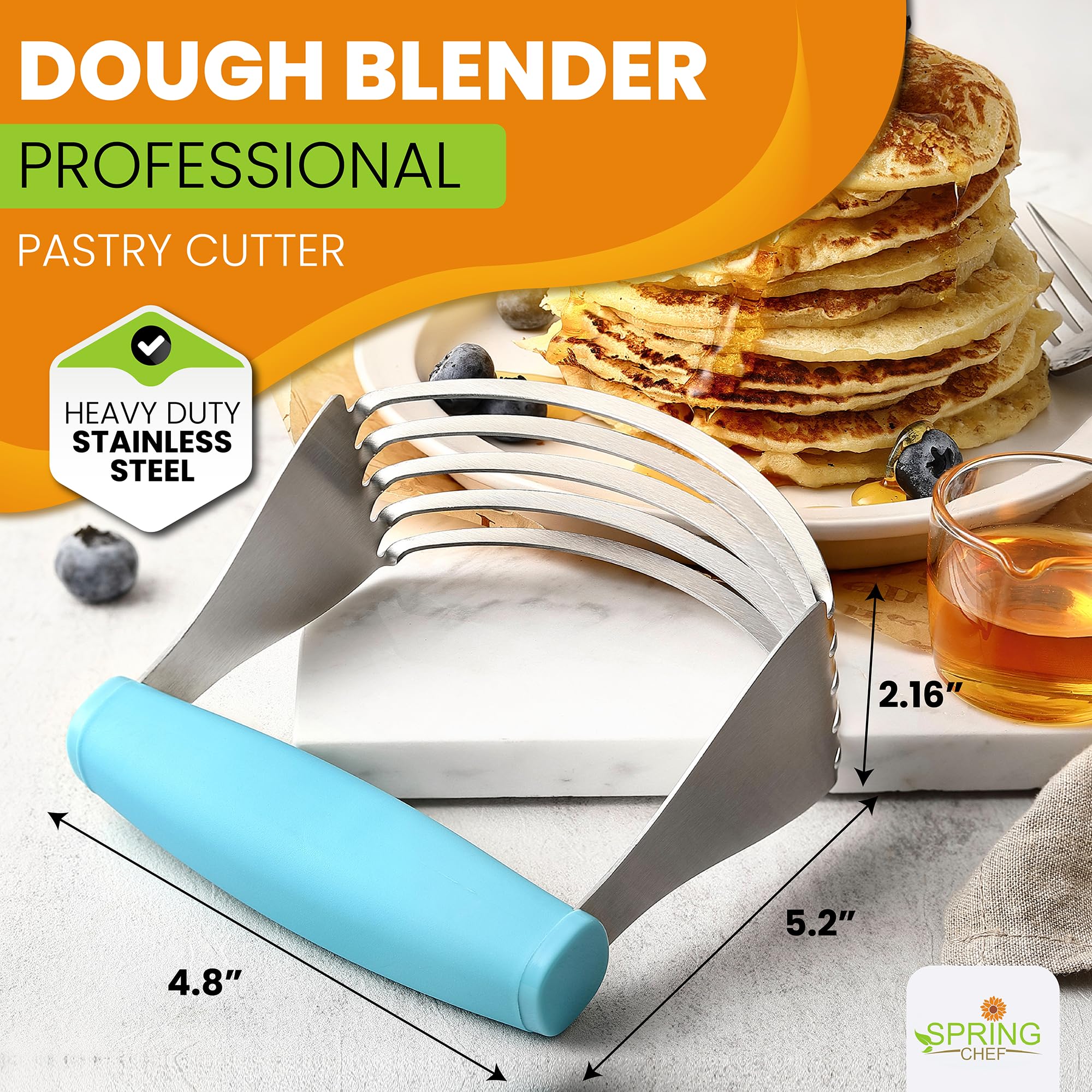 Spring Chef XL dough blender soft-grip handle for comfortable, fatigue-free mixing.
