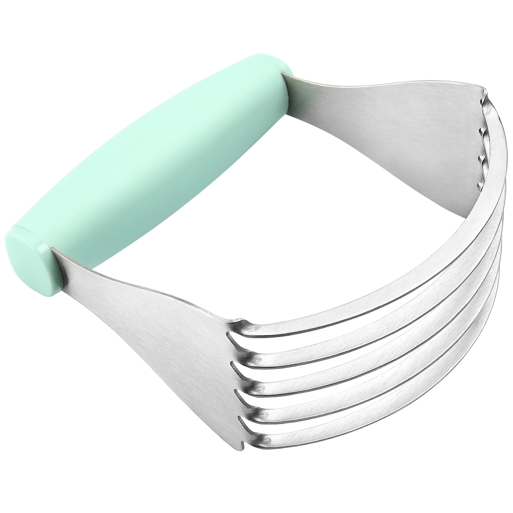 Stainless steel blades and mint finish emphasize durability and style.