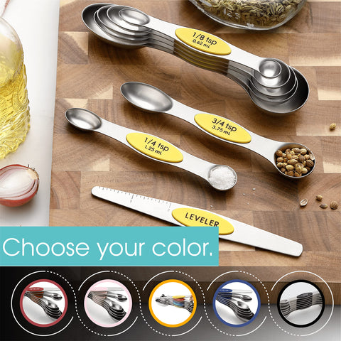 Spring Chef yellow oval-end spoon fits most spice jars.