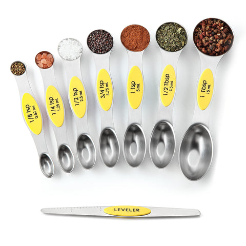 Spring Chef yellow spoons in use show precise measurement benefits.
