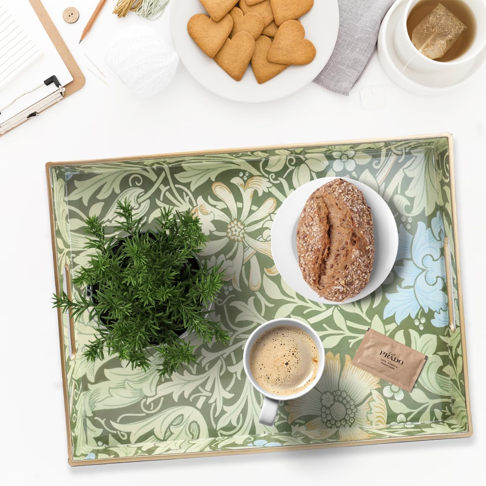 Spsyrine serving tray in a kitchen setting ideal for serving snacks and beverages