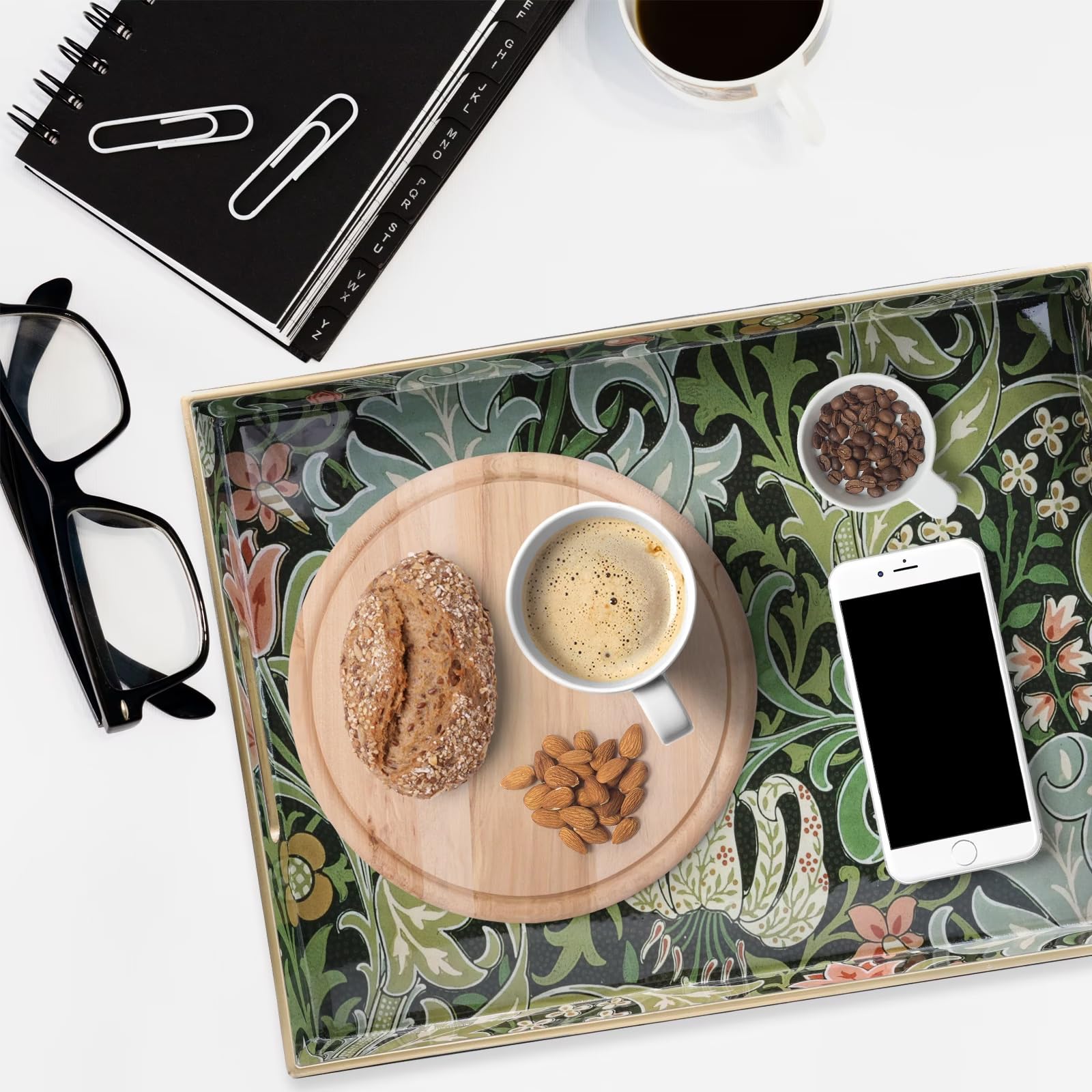 Spsyrine tray resting on a coffee table, ideal for casual entertaining.