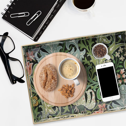 Spsyrine tray resting on a coffee table, ideal for casual entertaining.