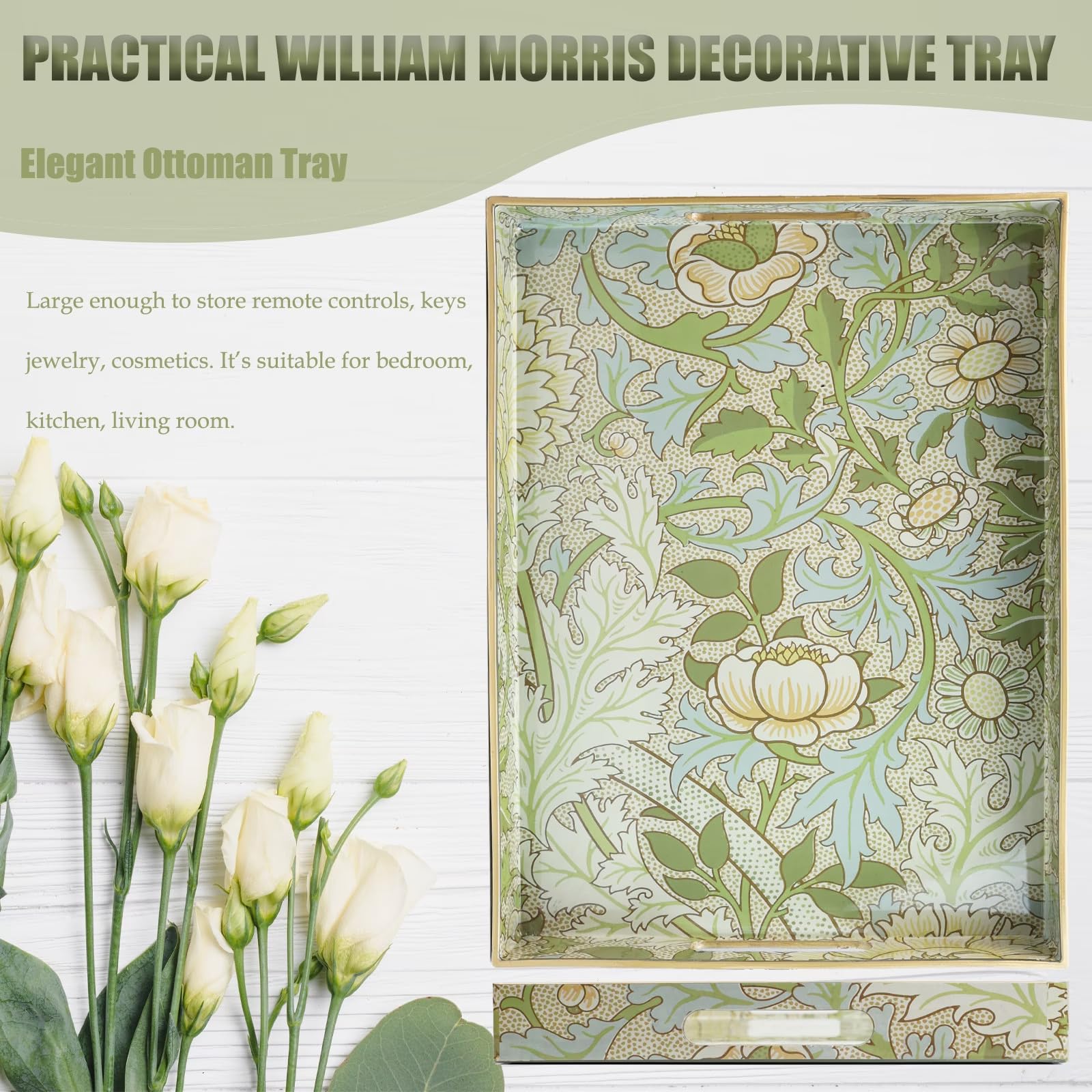 Spsyrine tray for cosmetics and jewelry organization with Dianthus pattern
