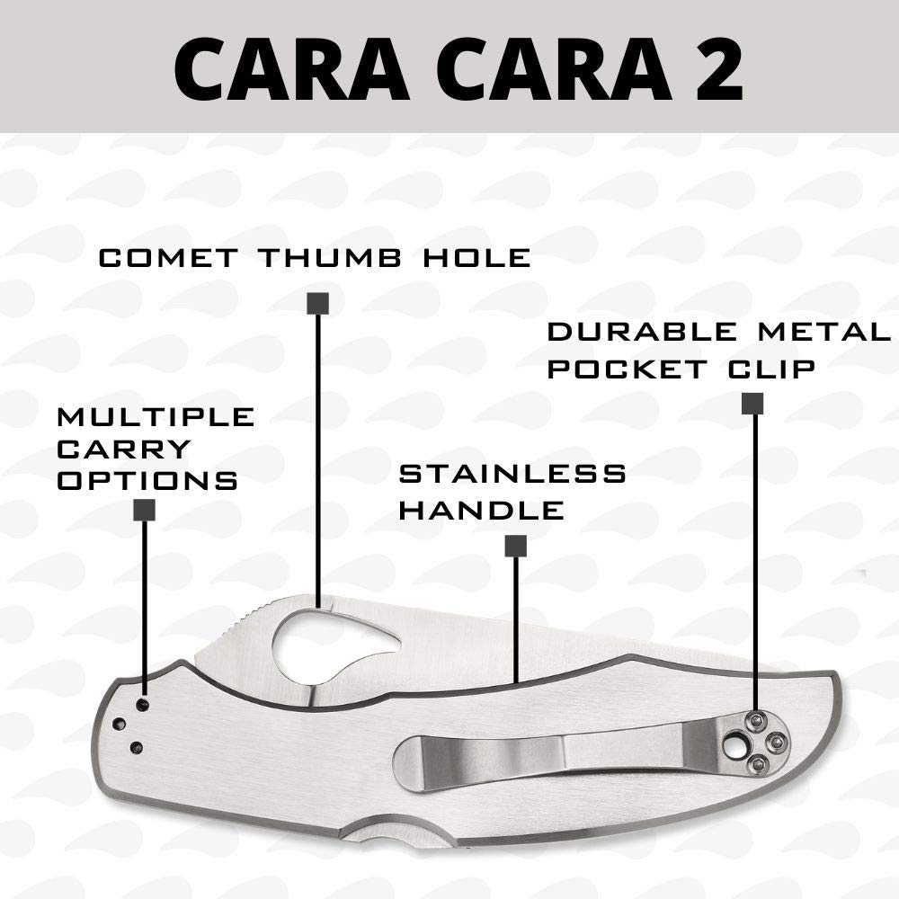 Spyderco Byrd Cara Cara 2 four-position clip enables versatile carry options.