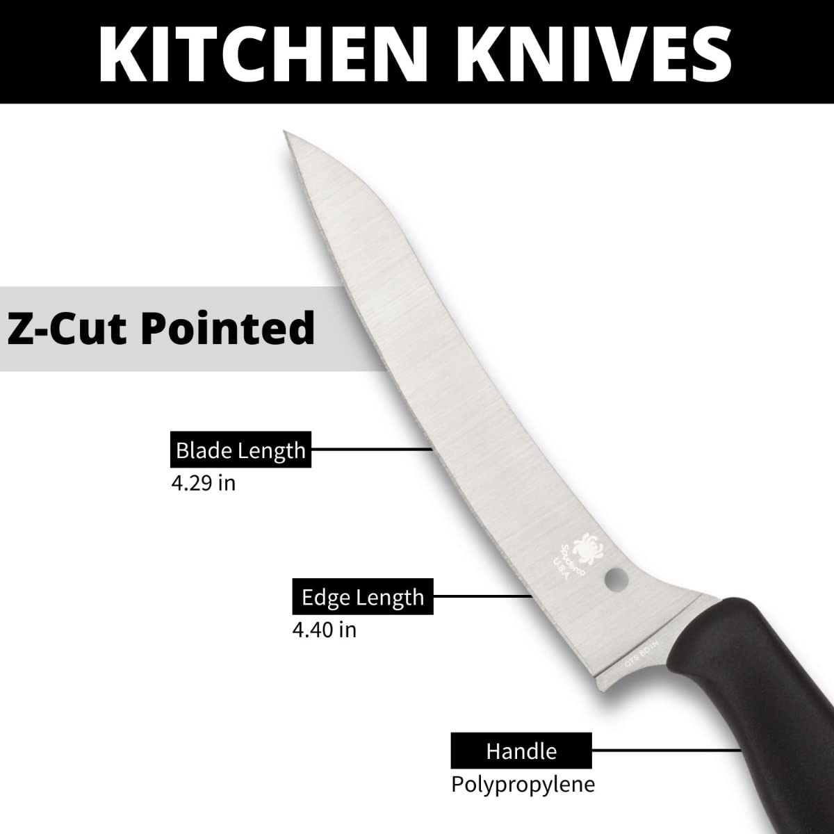 Black PP handle provides a durable, lightweight grip.