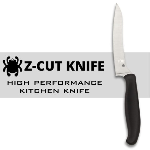 Offset ergonomic handle improves control during prep tasks.