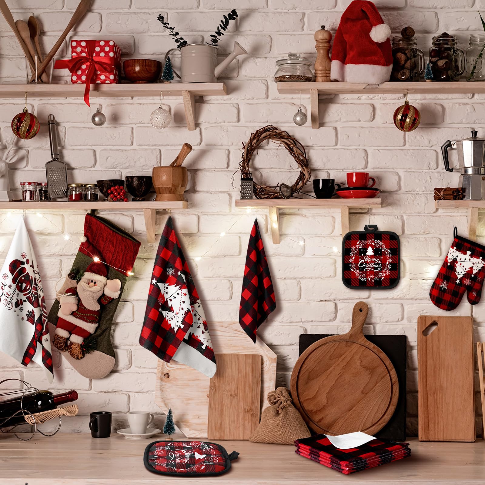 Sratte Christmas dish rags 12x12 for quick wipe and countertop cleaning.