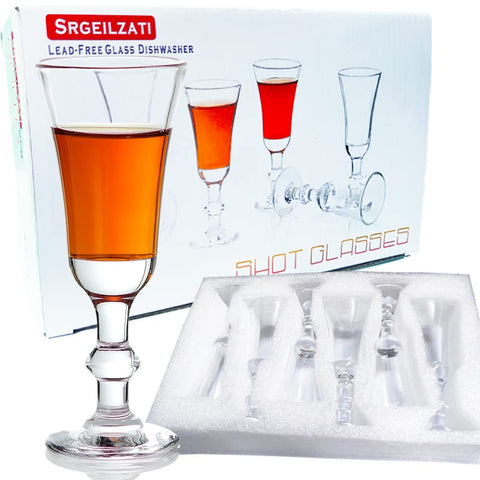 Srgeilzati cordial glasses with stems showcase limoncello and liqueurs beautifully.