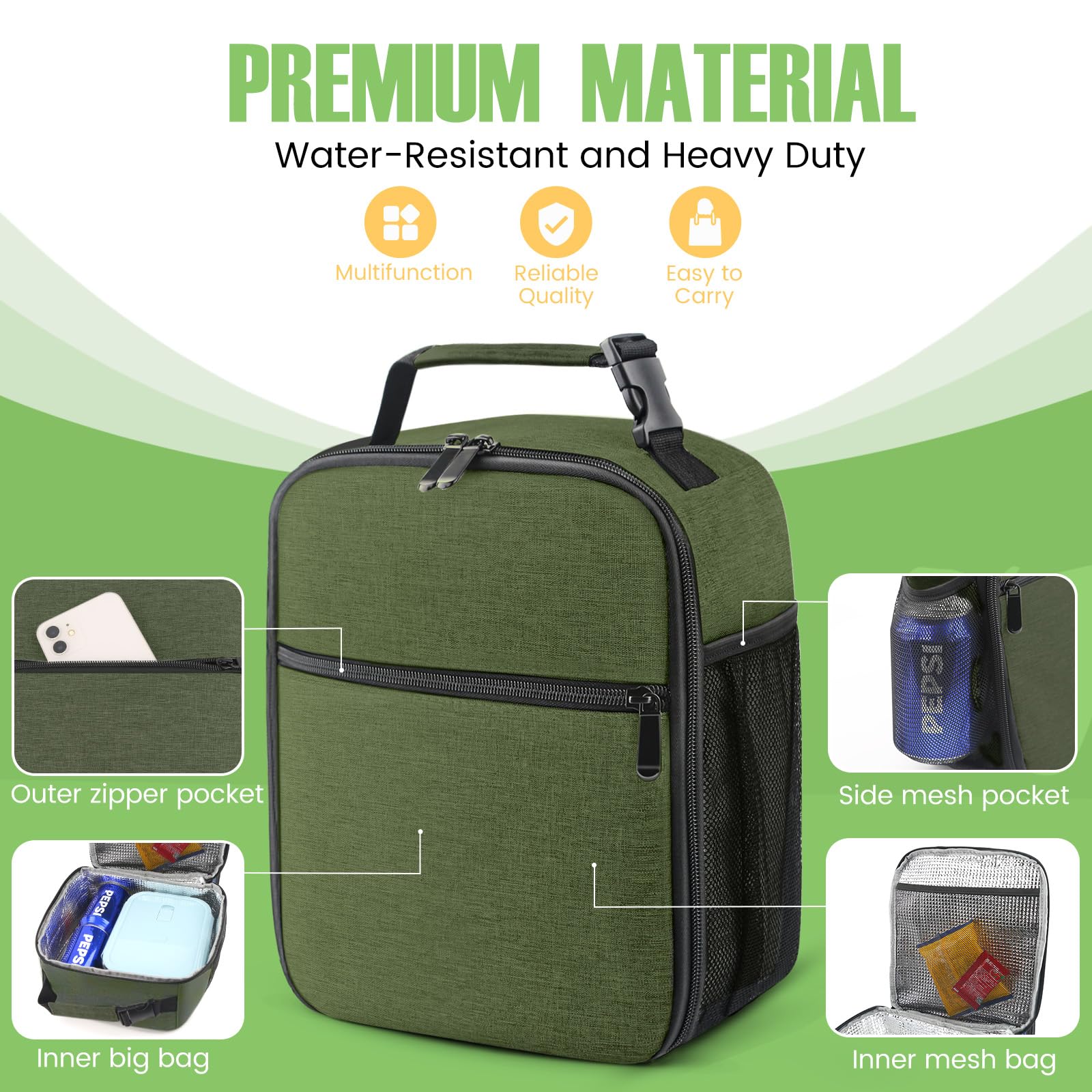 SRISE lunch bag surface is easy to wipe clean