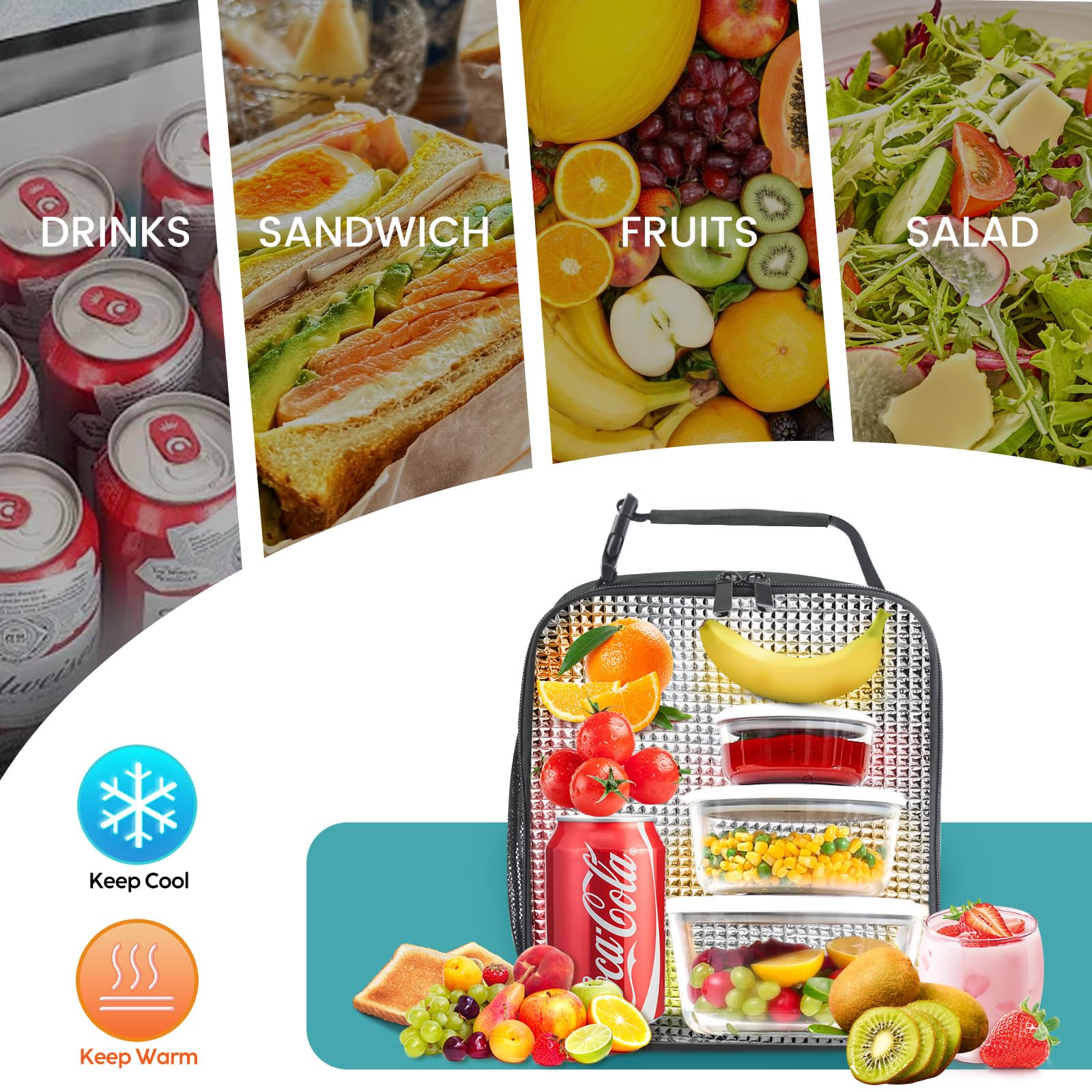 SRISE lunch bag office-use fits sandwiches, drinks, and snacks