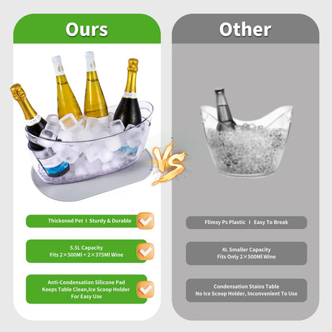 SRRUI boat-shaped ice bucket for quicker cooling.