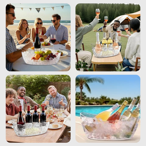 SRRUI versatile tub chills wine, beer, juice, or seafood.