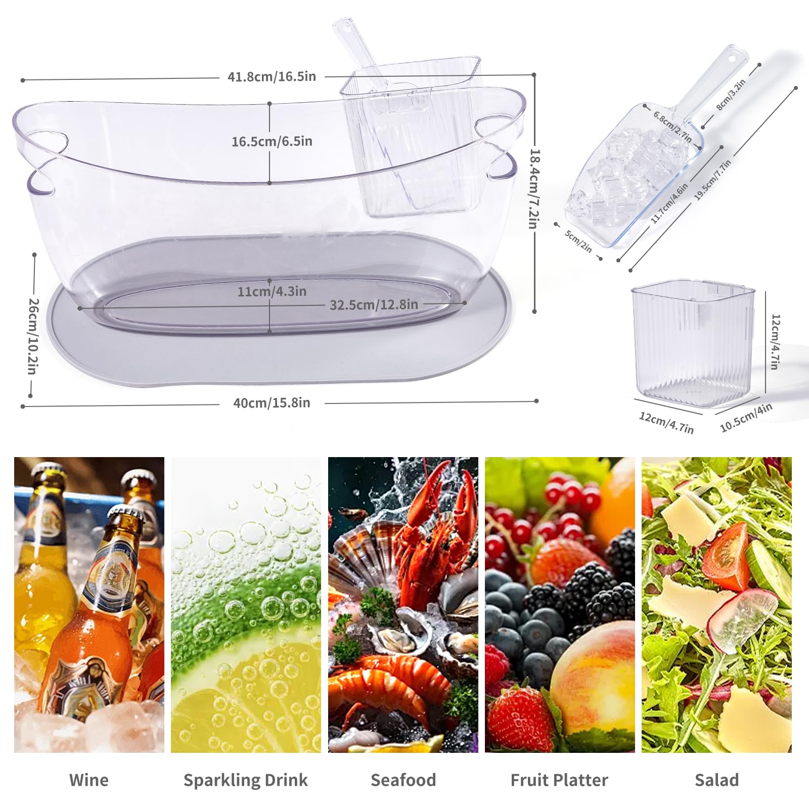 SRRUI ice bucket front pad frosted non-slip surface improves stability.