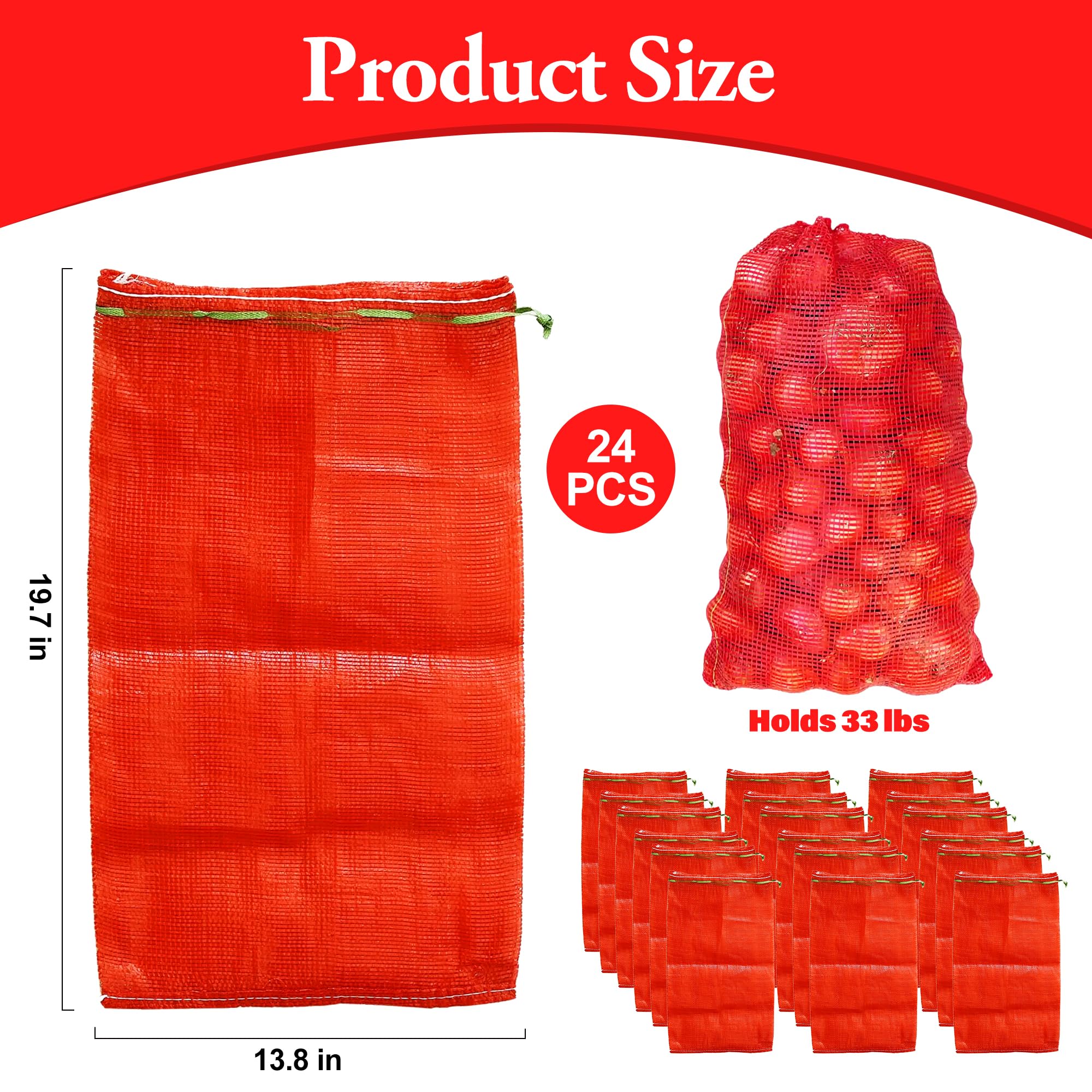SRXES drawstring mesh bags close up demonstrates secure closure for produce