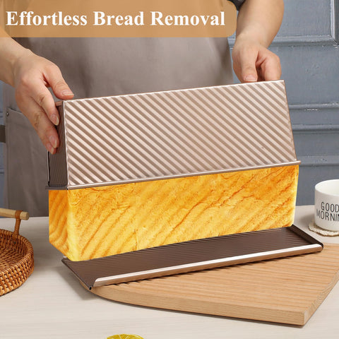 Easy-clean surface of SS&CC Pullman loaf pan after use