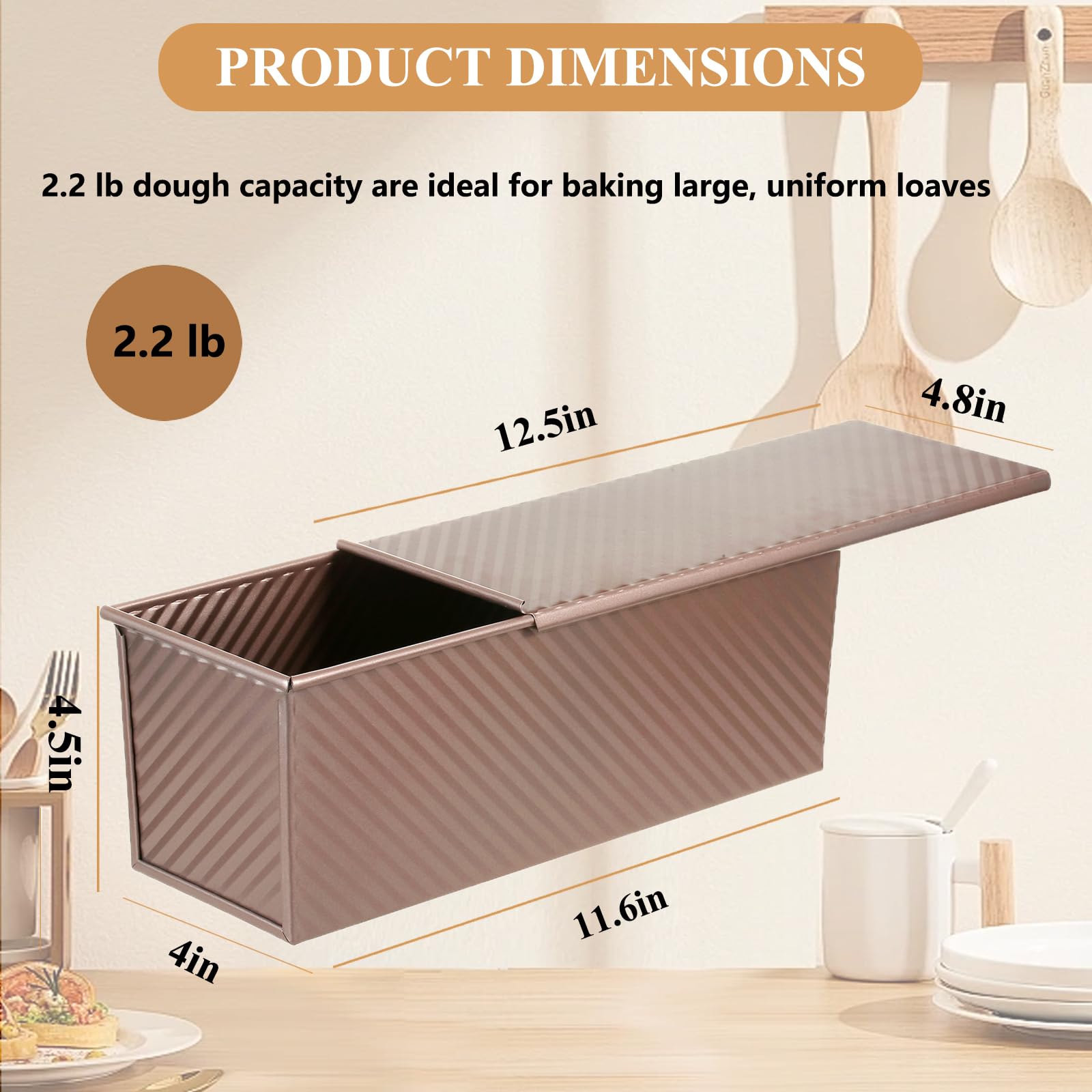Side view of SS&CC Pullman loaf pan highlighting sturdy construction