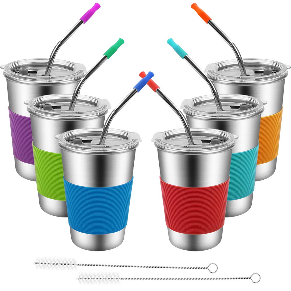 SSAWcasa stainless steel kids cup 16oz with lid and straw for durable daily use