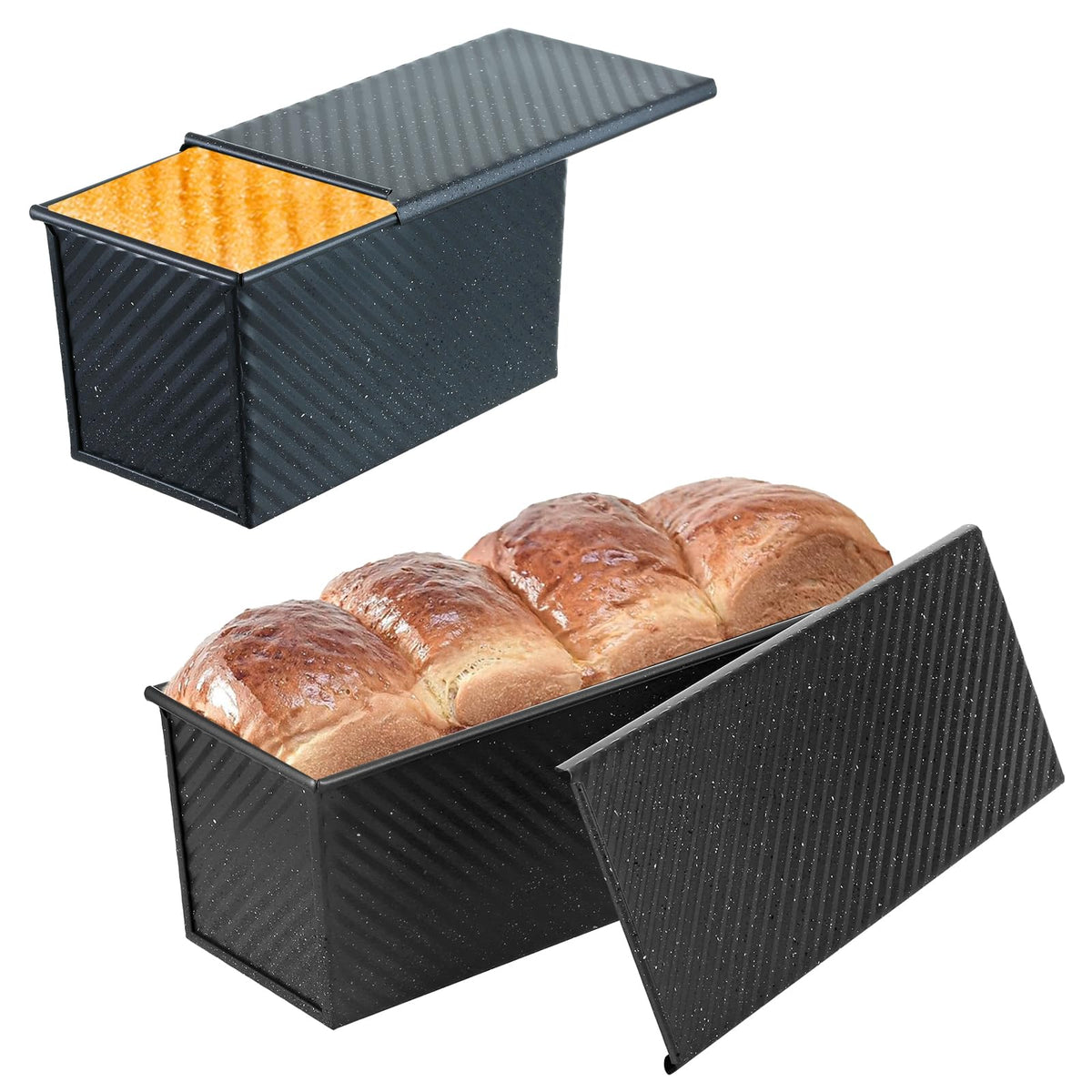SS&CC Pullman loaf pan 2-pack setup for versatile loaf sizes and easy storage.