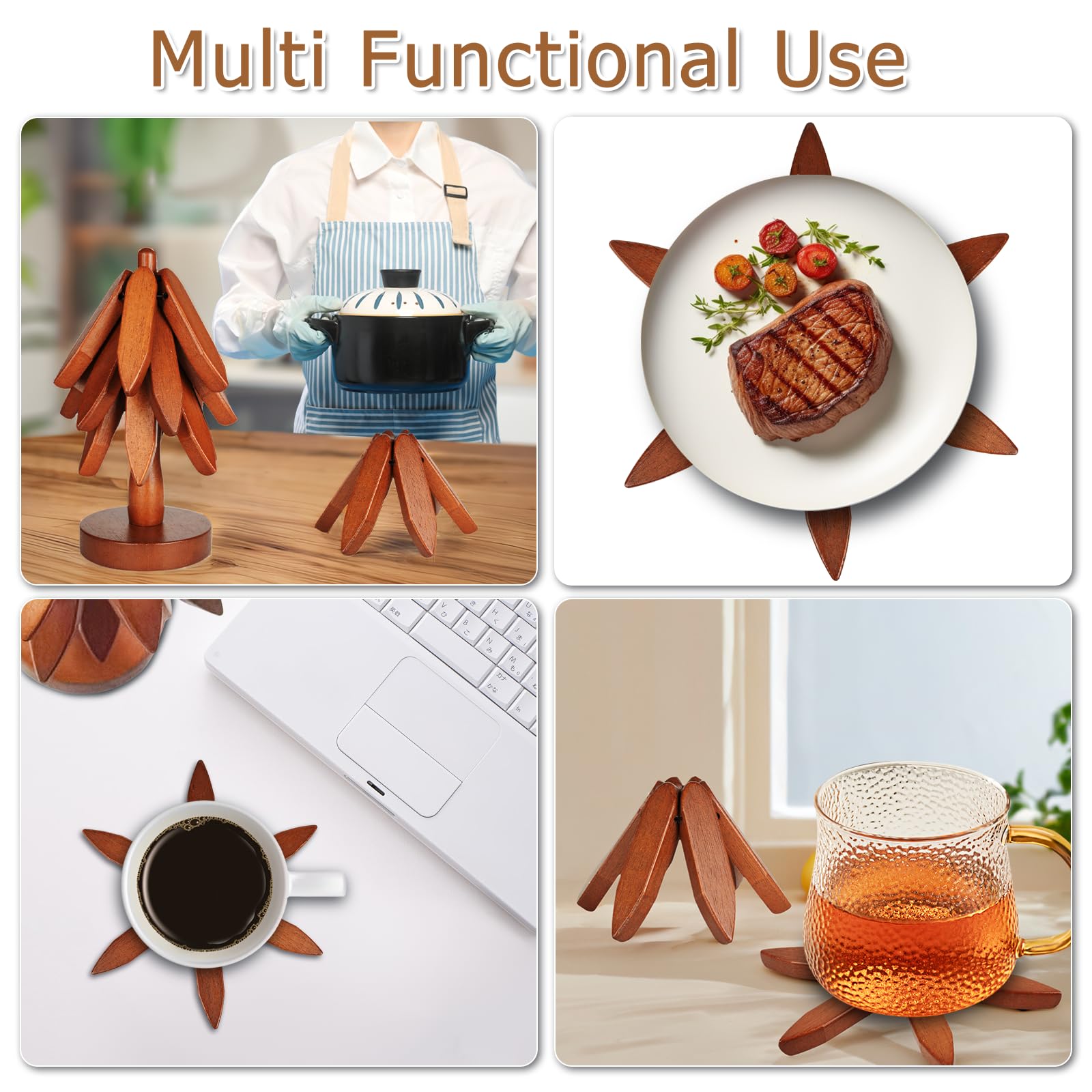 SSFUN teapot coaster safely supports hot pots on kitchen surfaces.
