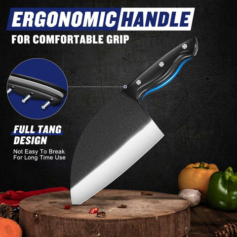 SSGP high-carbon steel chef knife highlights durability and rust resistance.