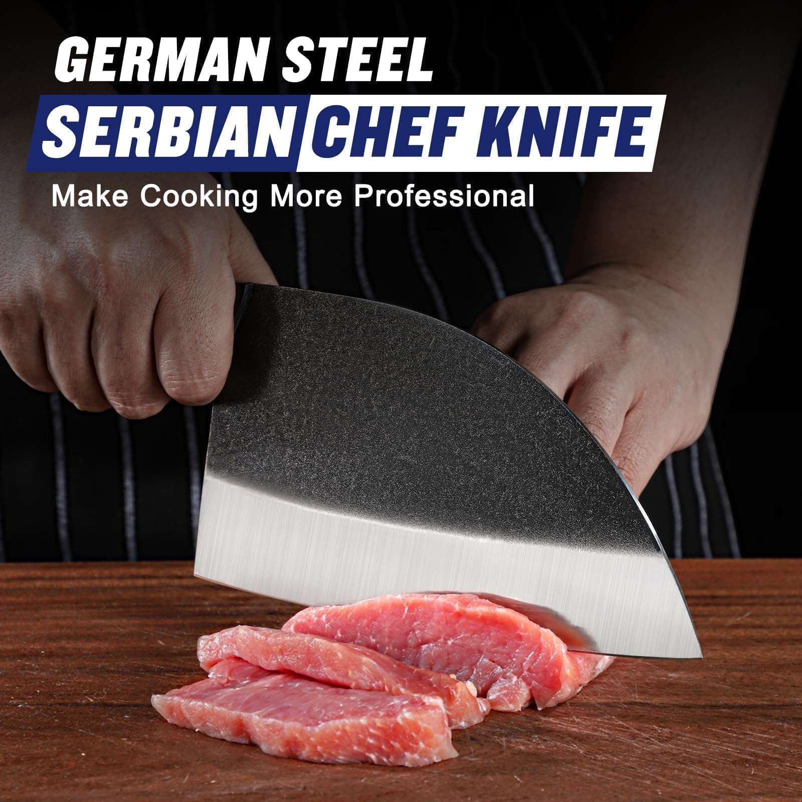 SSGP kitchen knife with matte black blade offers stylish control.