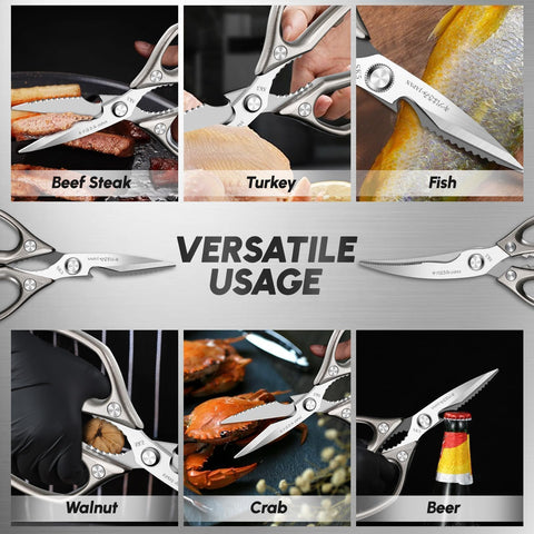 SSGP multi-use shears tackle vegetables, meat, seafood with ease.