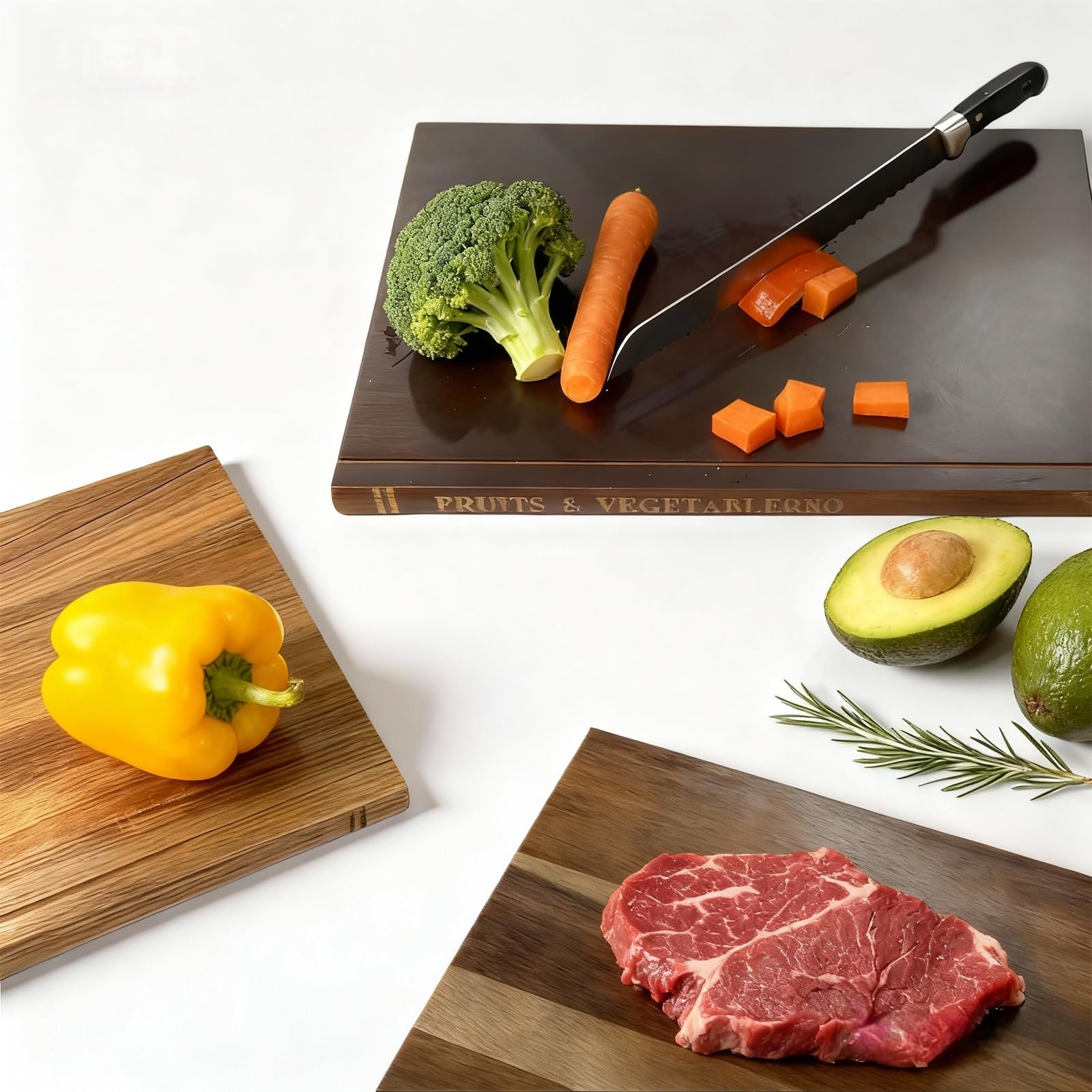 SSHIYEey book stack cutting boards for cheese and bread keep surfaces clean.