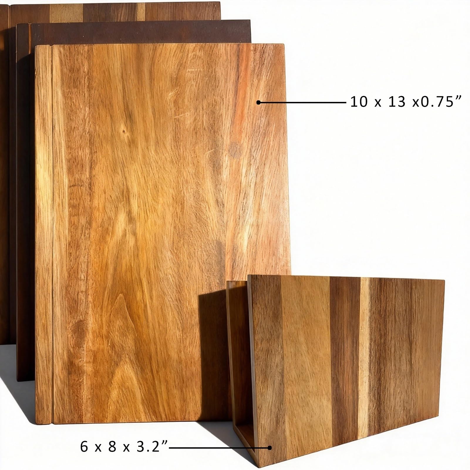 SSHIYEey wooden stand keeps cutting boards accessible and neatly stored.