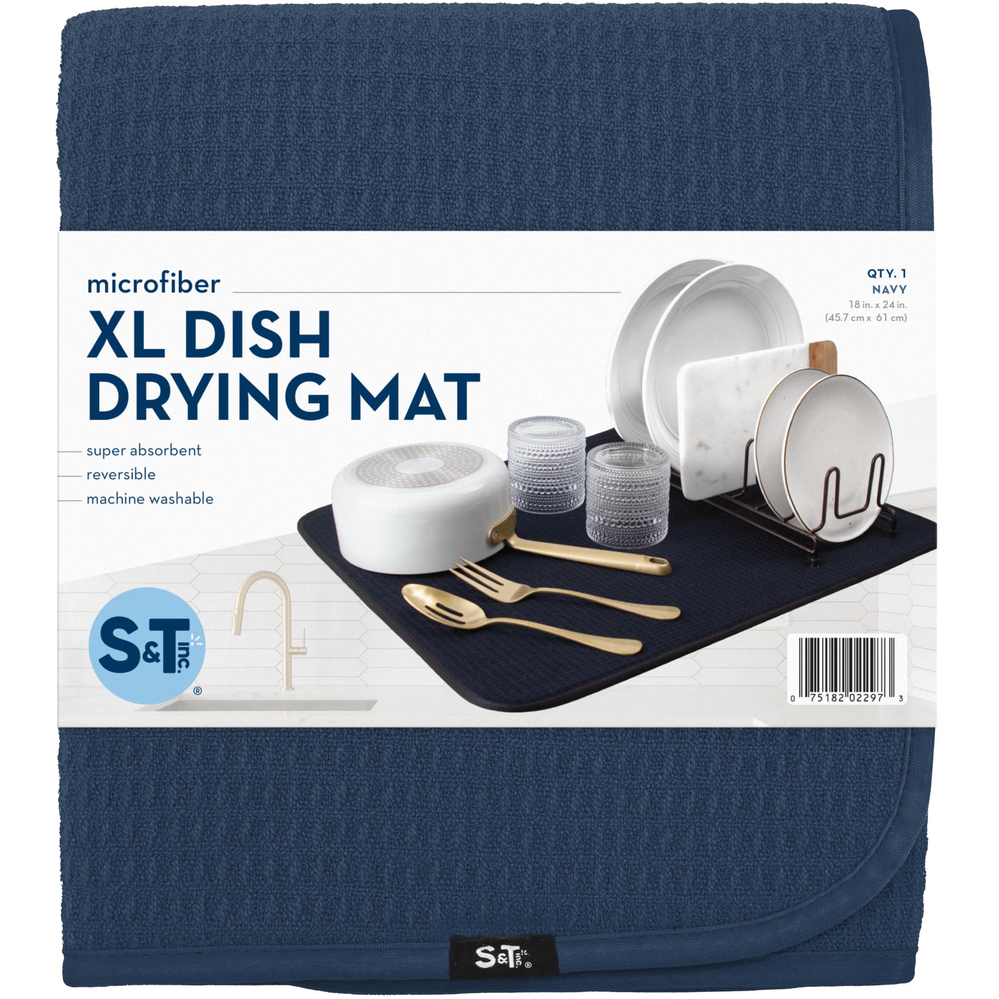 S&T INC. Navy mat keeps counters dry during air drying