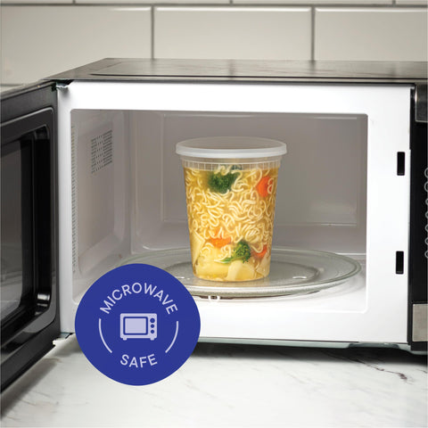 Stack Man 32 oz microwave-safe container for quick reheating