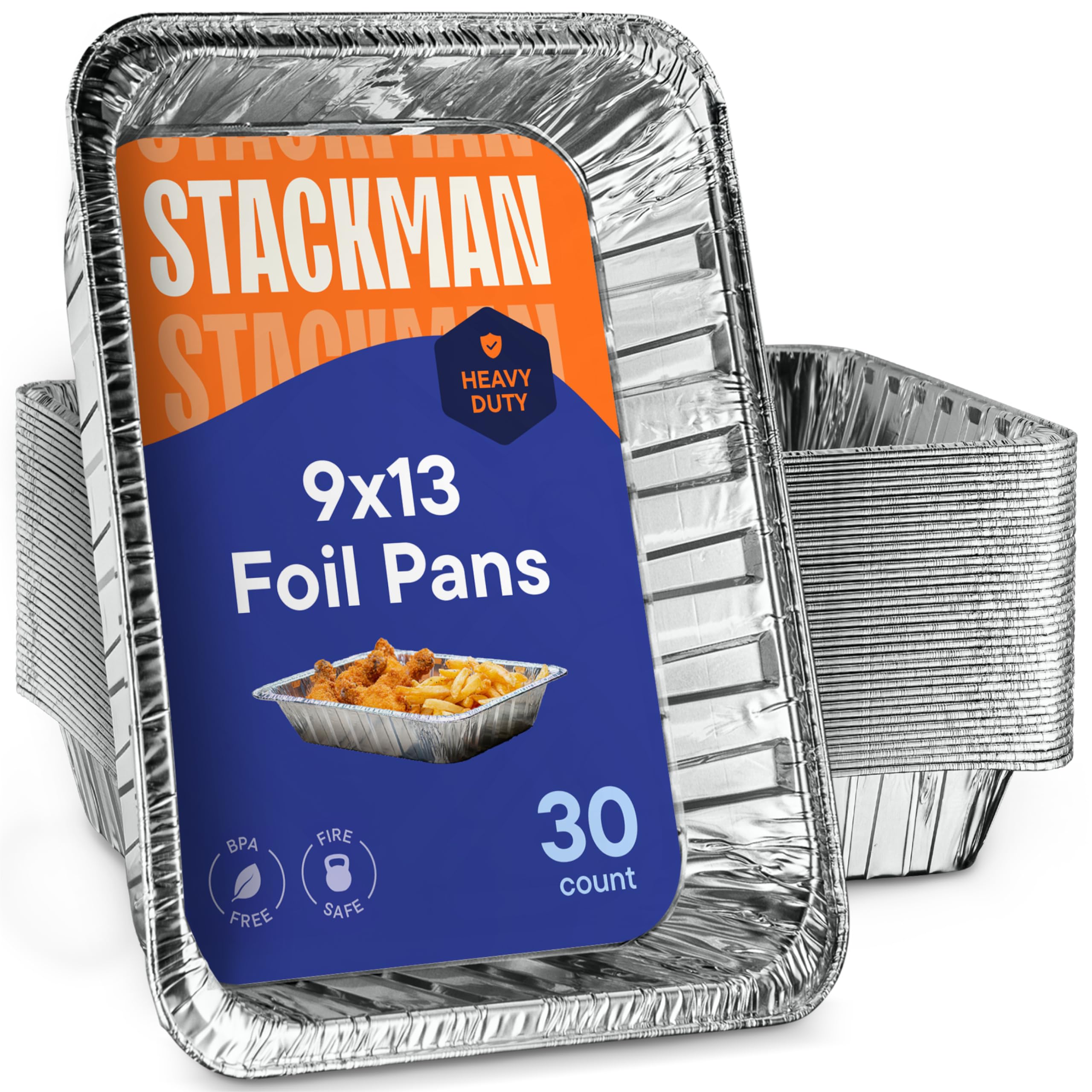 Stack Man 9x13 pan with full rim for secure transport and easy edge coverage.