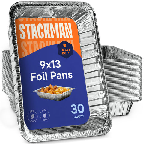 Stack Man 9x13 pan with full rim for secure transport and easy edge coverage.