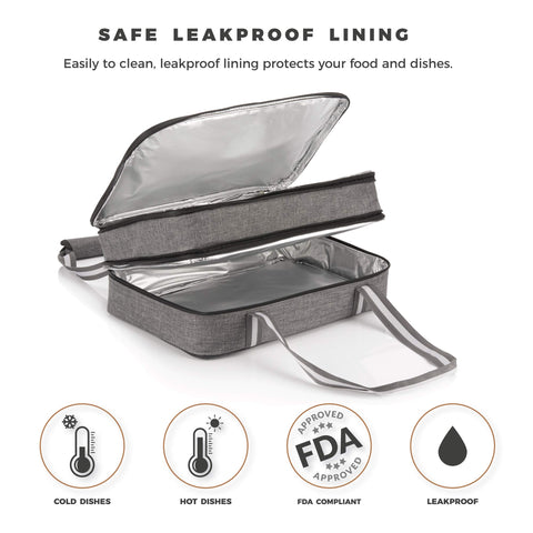 Stack Store Plus More insulated casserole carrier - FDA-compliant construction for safe food transport.