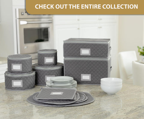 Dust-resistant stemware case keeps seasonal glassware ready to use