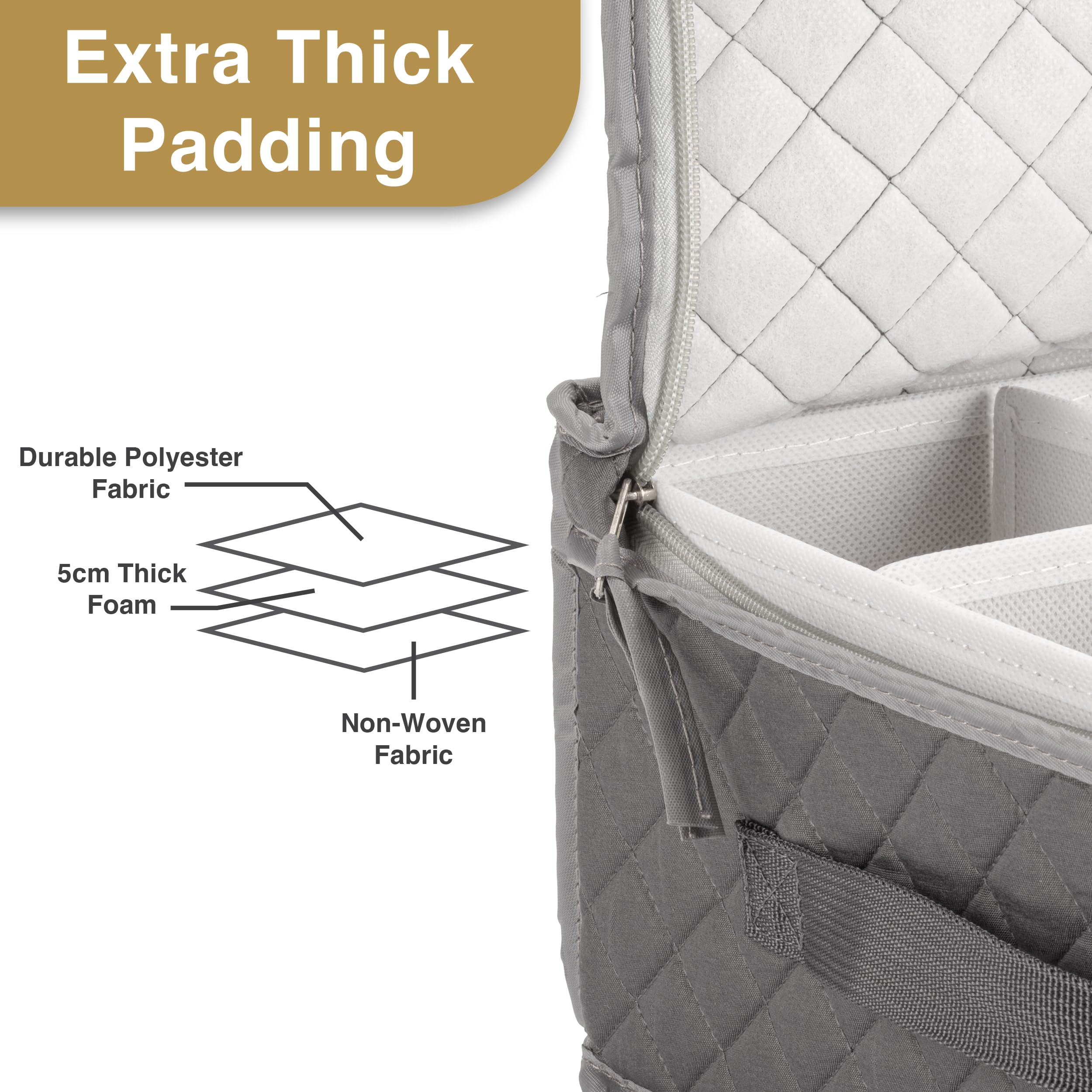 Stackable gray case maximizes space in RVs, closets, or garages