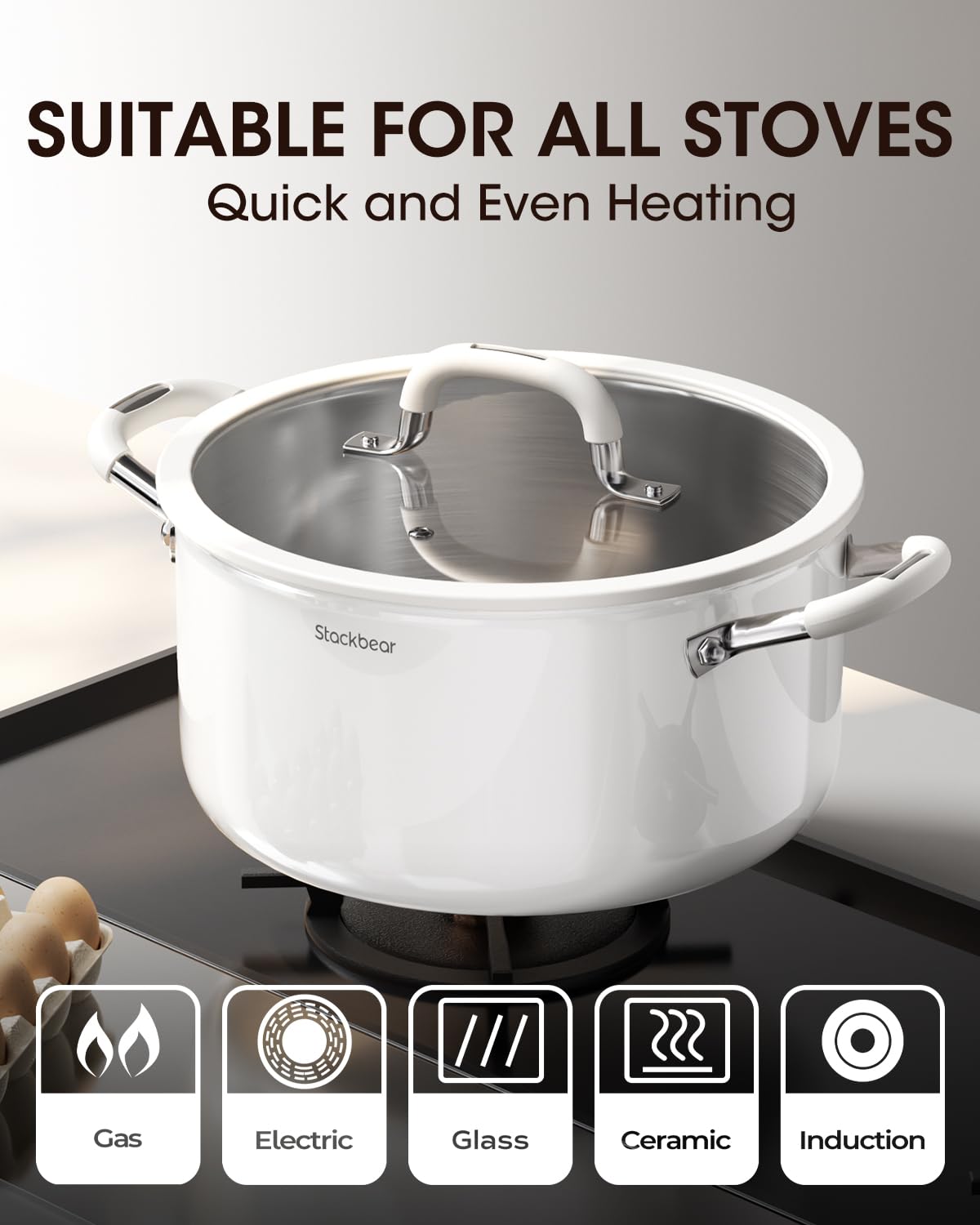 Stackbear soup pot in kitchen use guides simmering, broth, or jam preparation