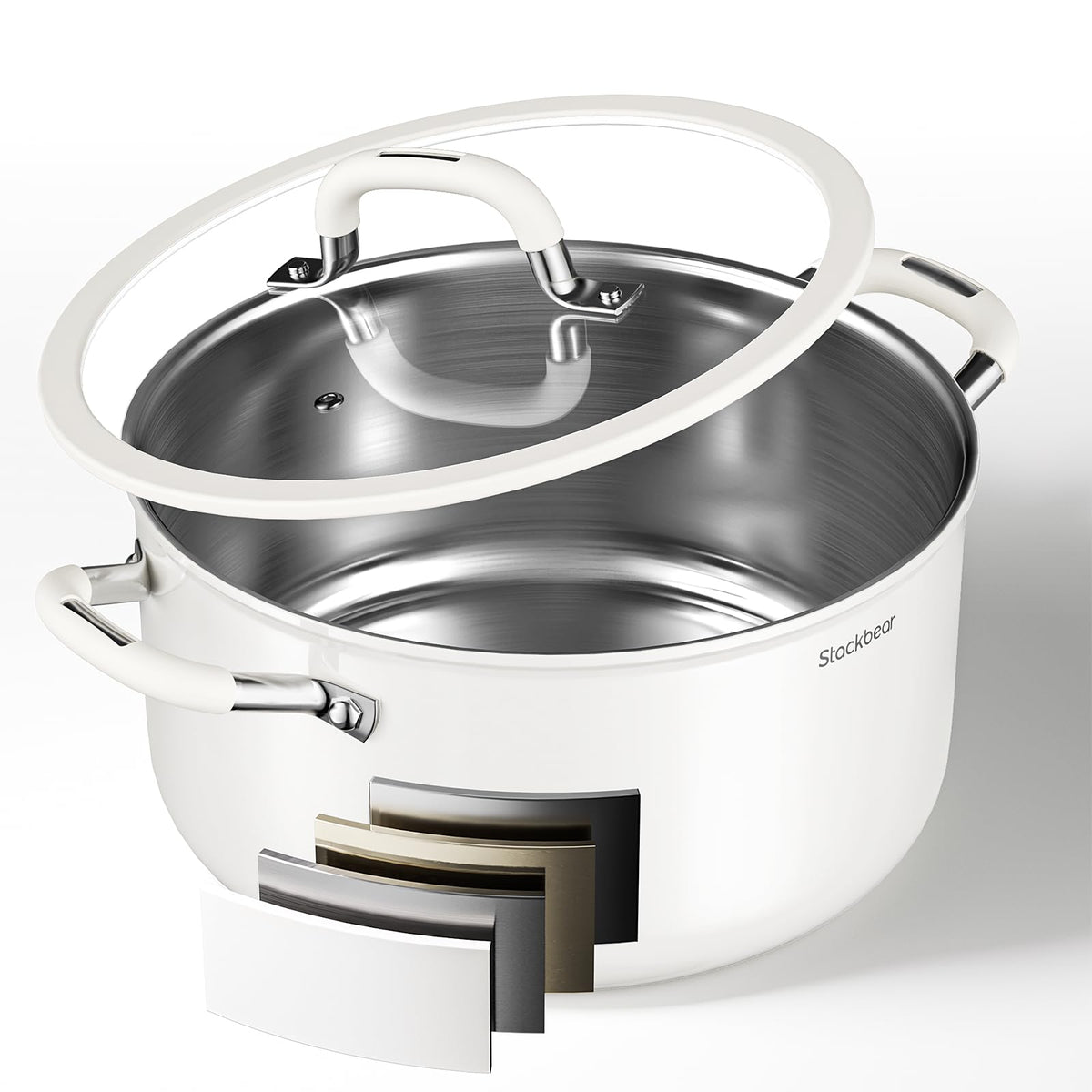 Stackbear stockpot 6qt with lid for versatile simmering and easy monitoring of meals