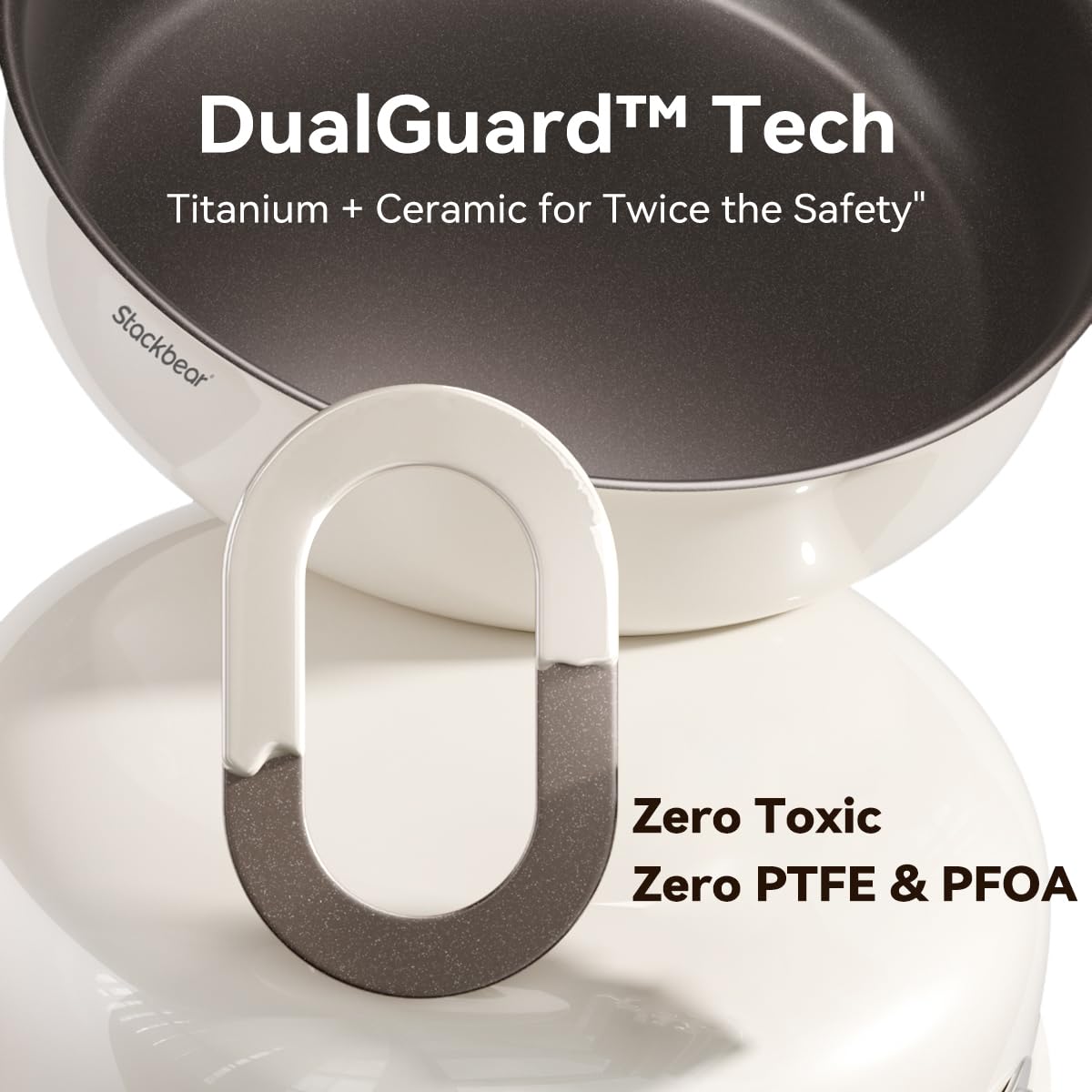 Stackbear titanium-reinforced ceramic coating resists scratches for high-heat searing.