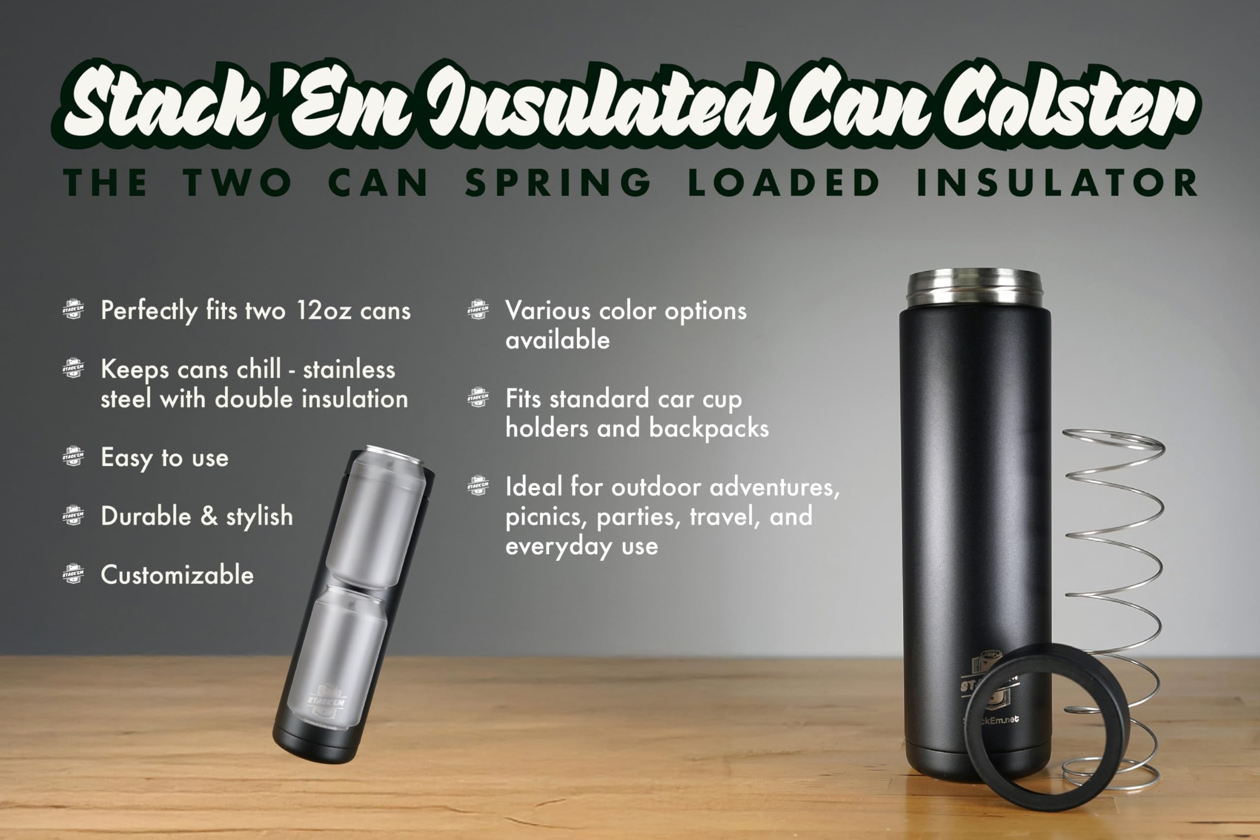 Ideal for travel and picnics, Stack'Em supports quick access to cold drinks.