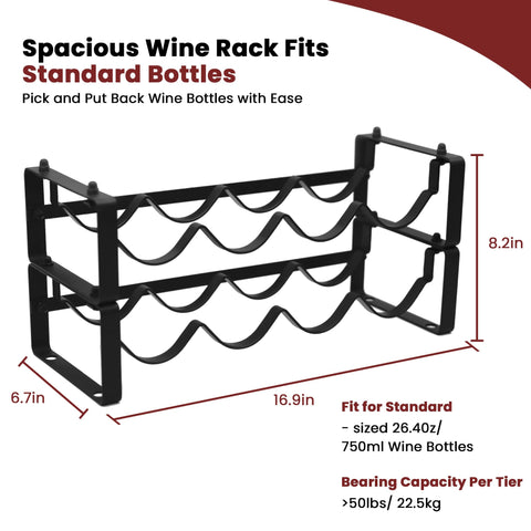 STAEVER 2-tier wine rack on countertop offers easy bottle access.